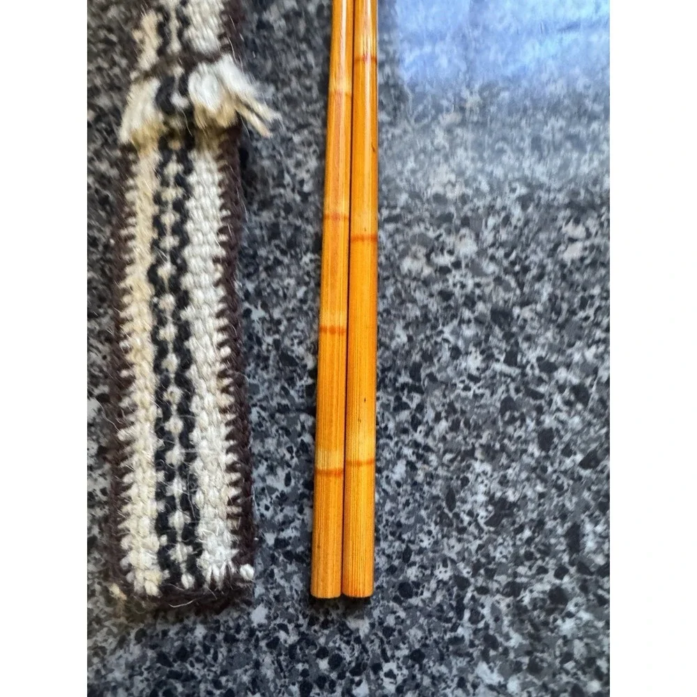 Vintage Handmade‎ Chopsticks With Crocheted Case